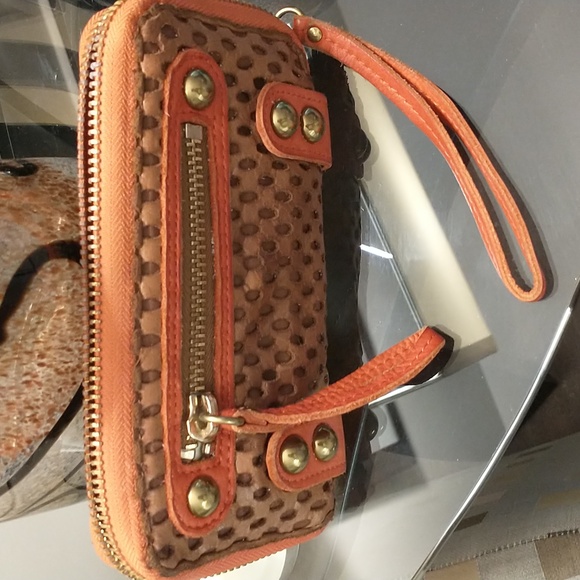 Linea Pelle Leather Wallet Brown & Orange - Picture 2 of 10